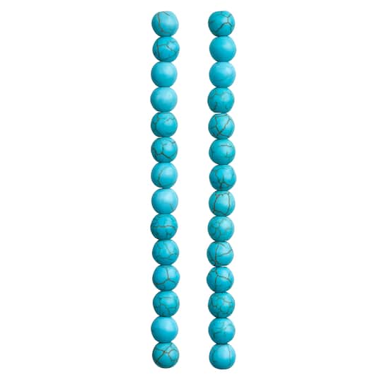 12 Pack: Turquoise Dyed Howlite Round Beads, 8mm by Bead Landing™